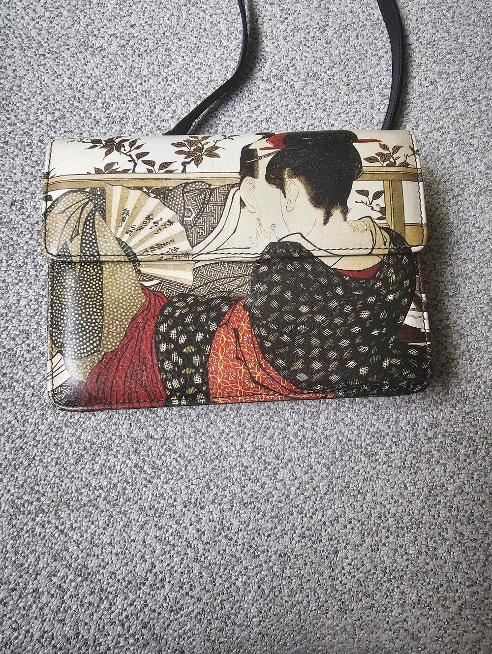 Jeon Los Angeles Genuine Leather Crossbody Bag Kitagawa Utamaro Shunga Art Print